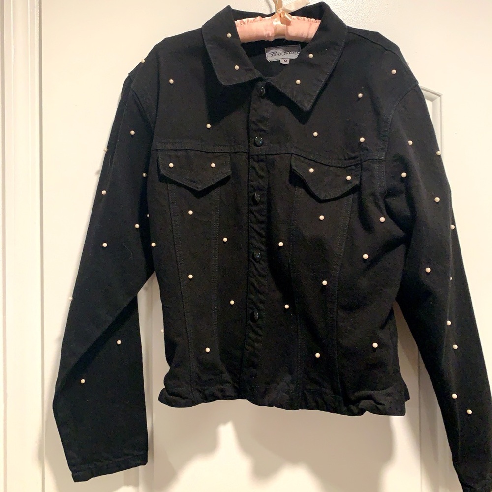 Paris Blues Black Rhinestone Jean Jacket